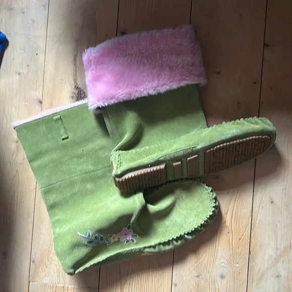 Naughty Monkey Boots/Pink & Green/Size 9.5/ New-No tags - Picture 4 of 11